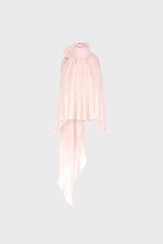 TAILORED DRAPED TOP IN SILK-GEORGETTE