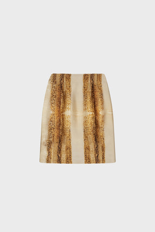 TAILORED MINI SKIRT IN PRINTED-SATIN
