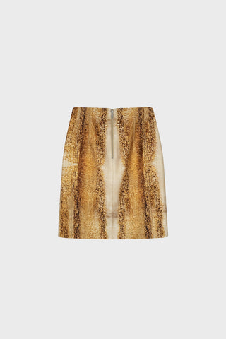 TAILORED MINI SKIRT IN PRINTED-SATIN