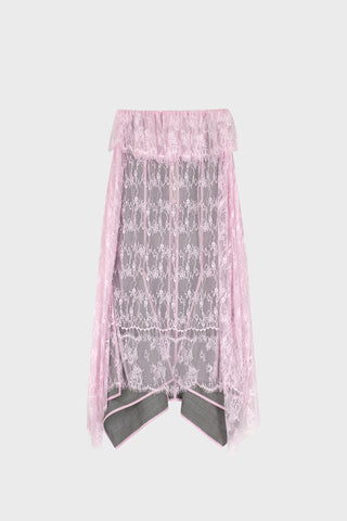 TAILORED MIDI SKIRT IN LACE AND MERINO WOOL