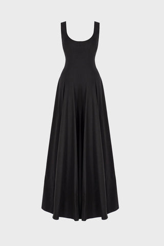PANELED MAXI DRESS IN TECHNICAL-COTTON