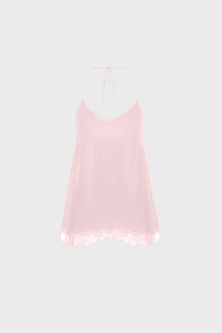SPAGHETTI-STRAP TOP IN SILK-GEORGETTE