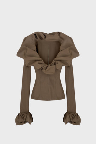SCULPTED TOP IN TECHNICAL-COTTON