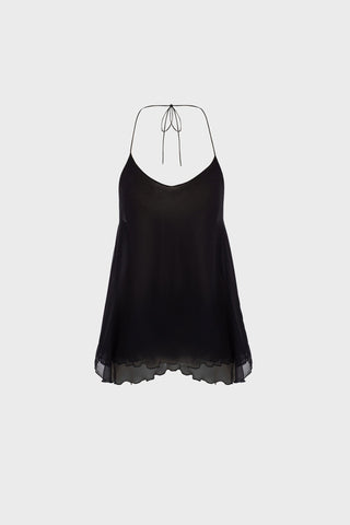 SPAGHETTI-STRAP TOP IN SILK-GEORGETTE