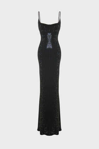 CRYSTAL-EMBELLISHED MAXI DRESS IN MESH