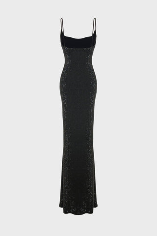 CRYSTAL-EMBELLISHED MAXI DRESS IN MESH