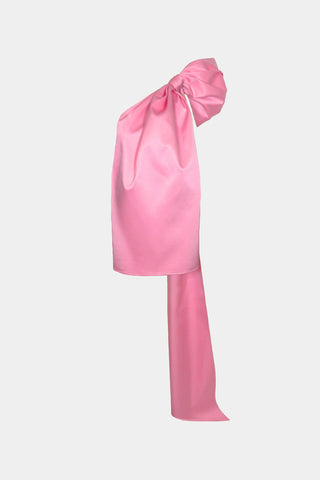 HAND-CRAFTED BOW DRESS IN SATIN
