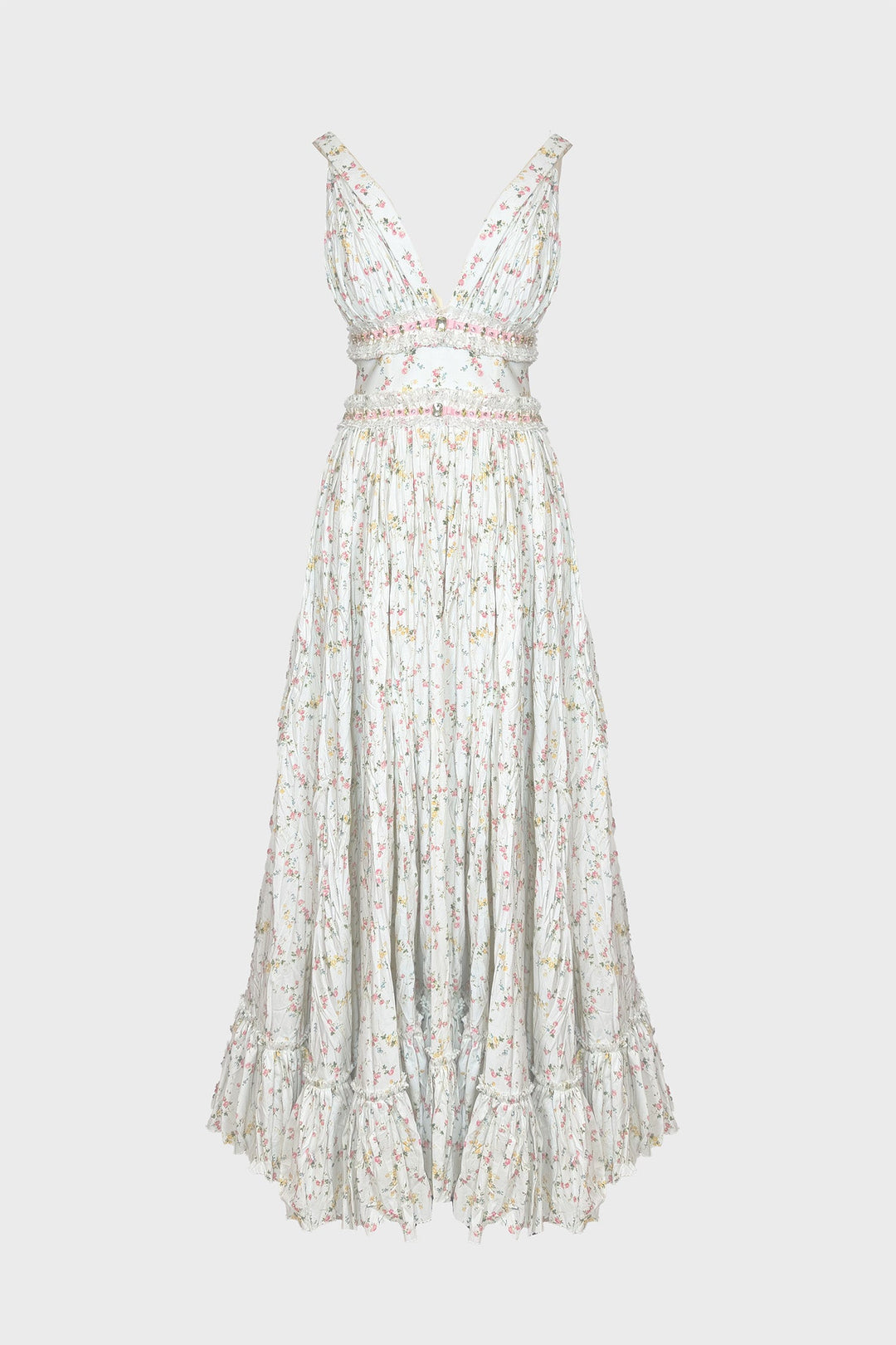 V-NECK MAXI DRESS IN PRINTED-COTTON