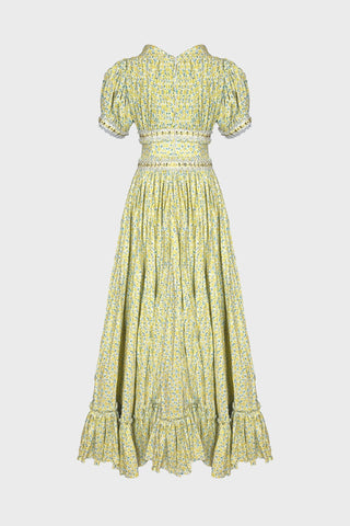 V-NECK MAXI DRESS IN PRINTED-COTTON