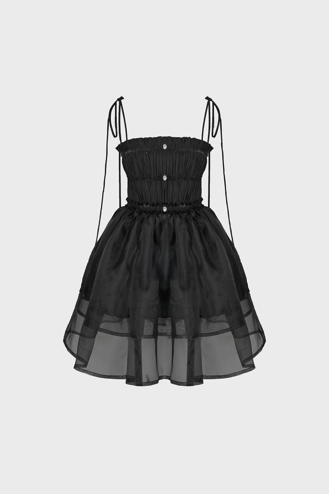 HAND-EMBELLISHED MINI DRESS IN COTTON-POPLIN AND SILK-ORGANZA