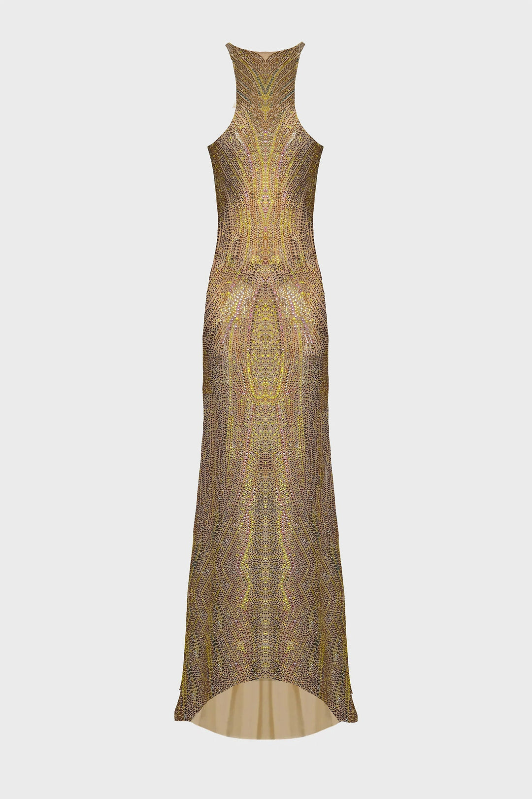 CRYSTAL-EMBELLISHED MAXI DRESS IN MESH
