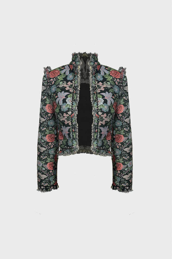 TAILORED CROPPED JACKET IN BROCADE