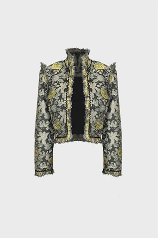 TAILORED CROPPED JACKET IN BROCADE