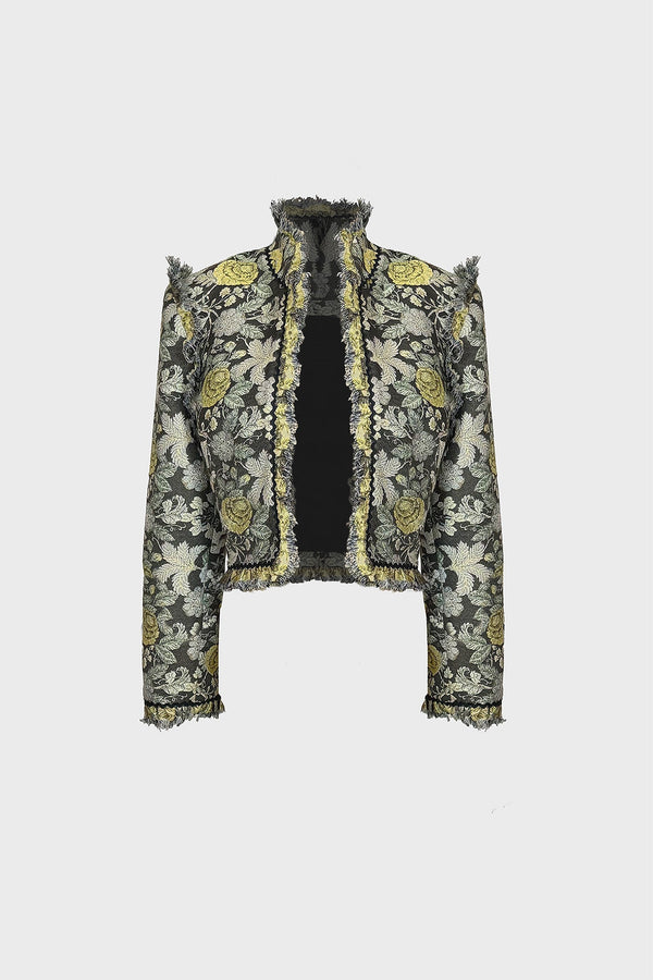 TAILORED CROPPED JACKET IN BROCADE