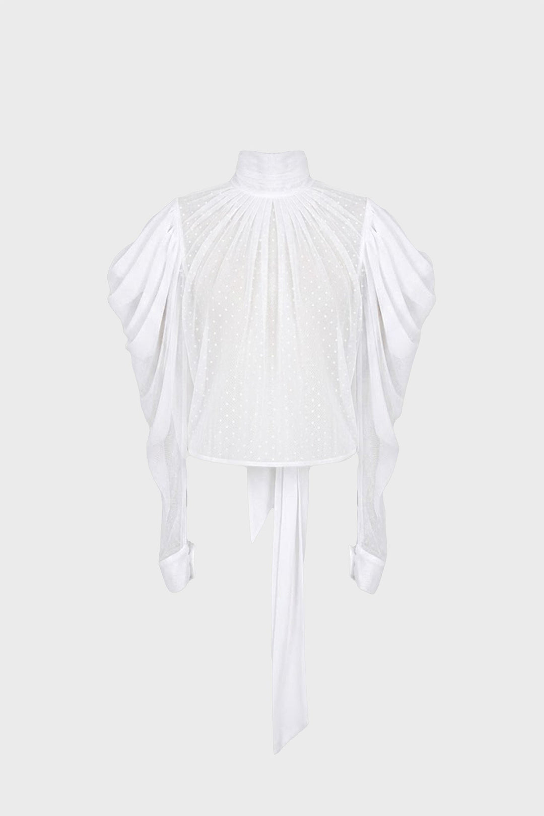TAILORED PUFF-SLEEVE SHIRT IN MESH