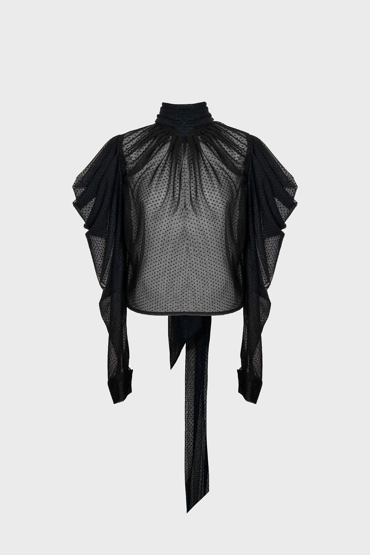 TAILORED PUFF-SLEEVE SHIRT IN MESH