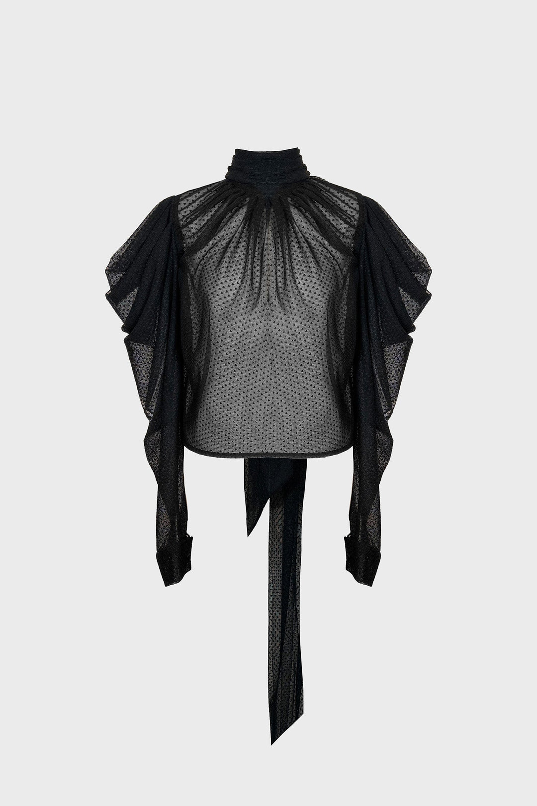 TAILORED PUFF-SLEEVE SHIRT IN MESH