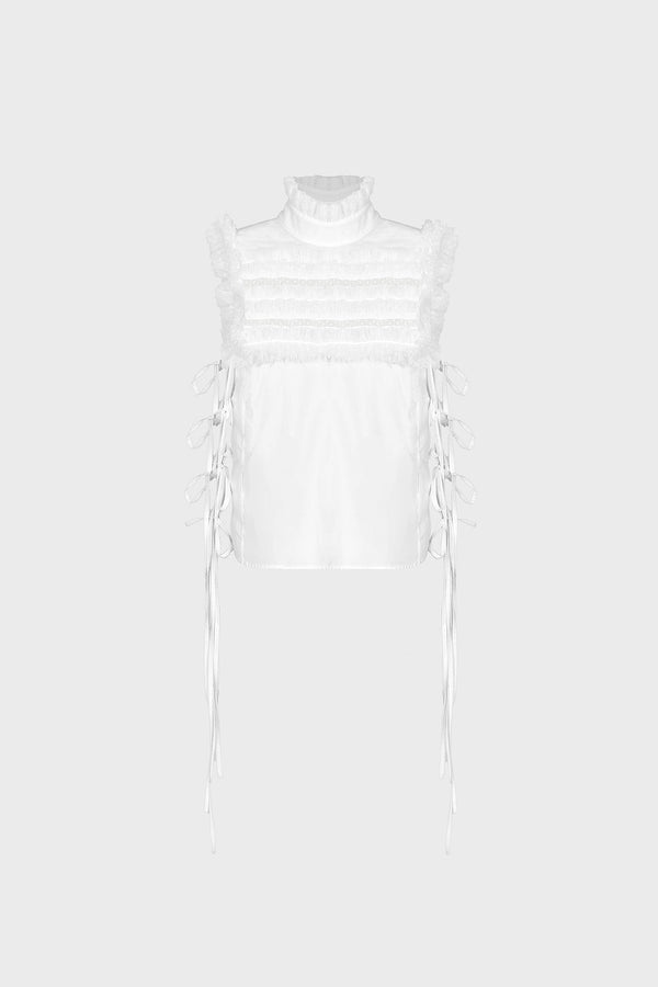 TAILORED SLEEVELESS TOP IN COTTON-POPLIN