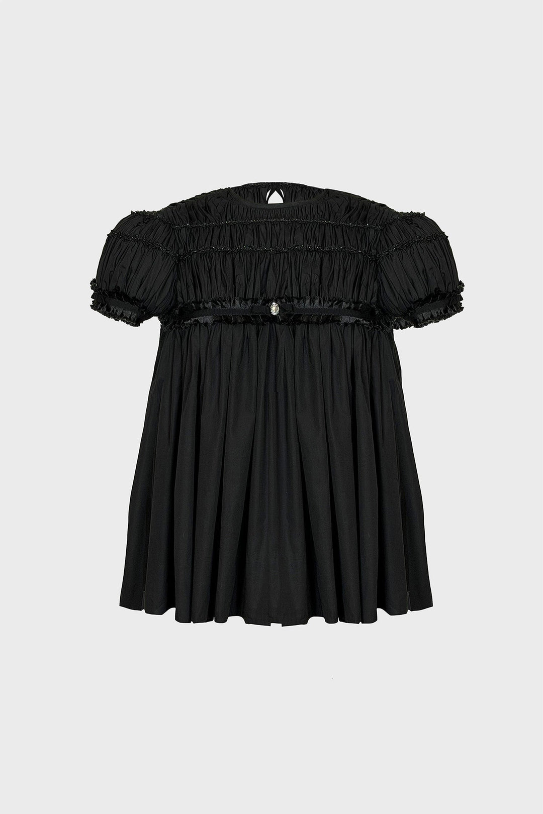 HAND-EMBELLISHED PUFF-SLEEVE TOP IN COTTON-POPLIN