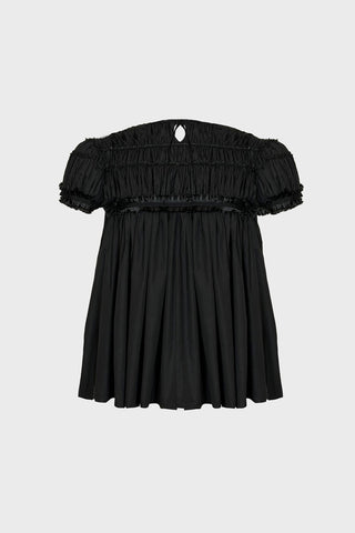 HAND-EMBELLISHED PUFF-SLEEVE TOP IN COTTON-POPLIN