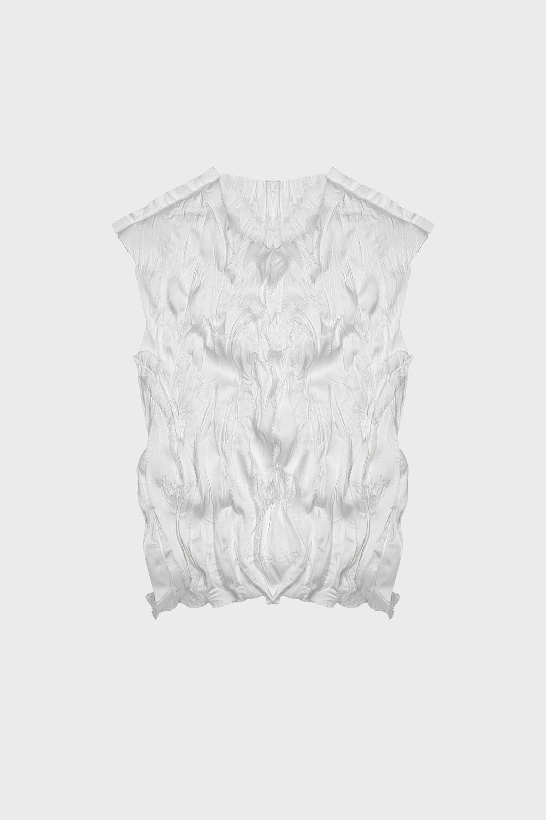 TAILORED TOP IN HAND-CRUSHED SATIN