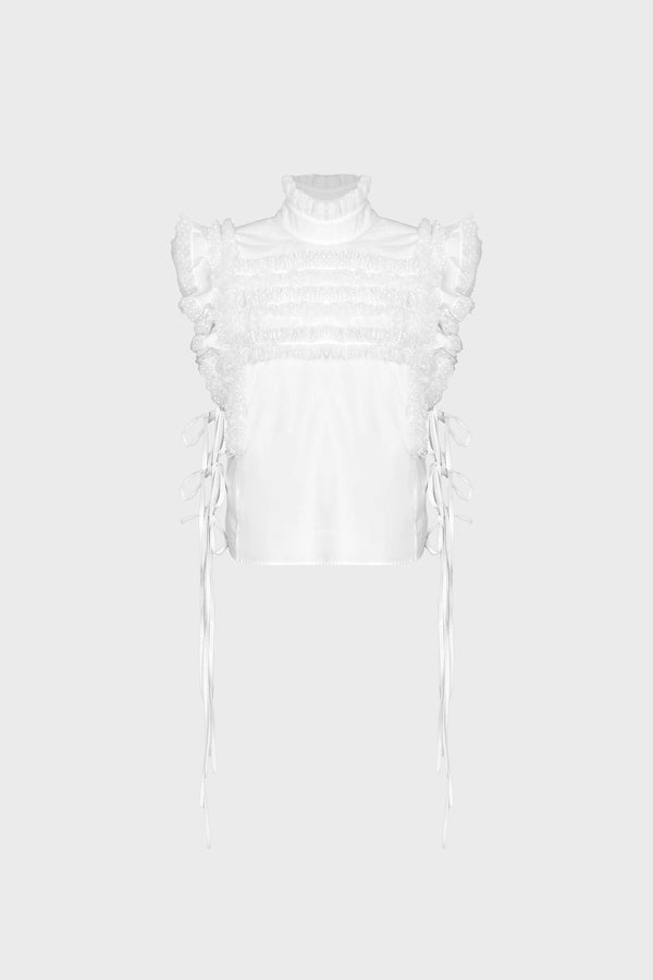 TAILORED SLEEVELESS TOP IN COTTON-POPLIN