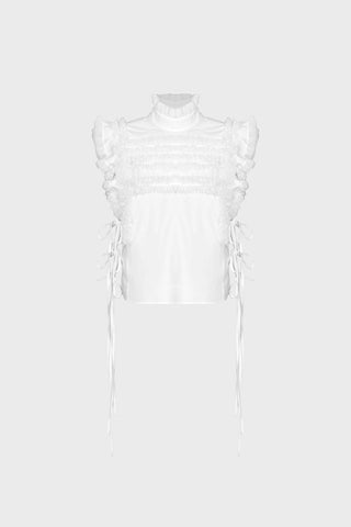 TAILORED SLEEVELESS TOP IN COTTON-POPLIN