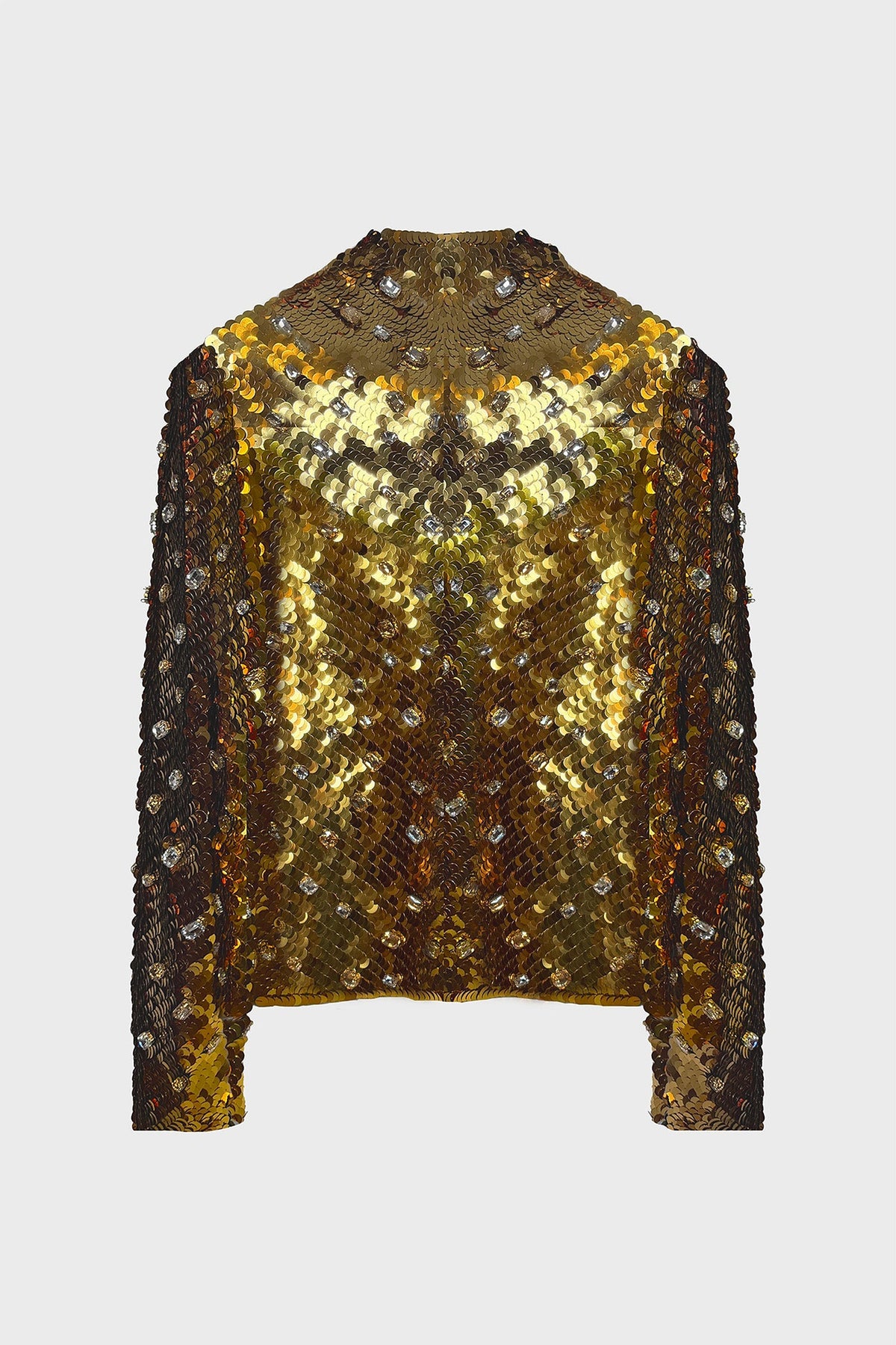 HAND-EMBROIDERED SEQUINED TOP IN MESH