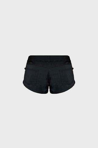 HAND-EMBELLISHED MINI SHORTS IN SATIN