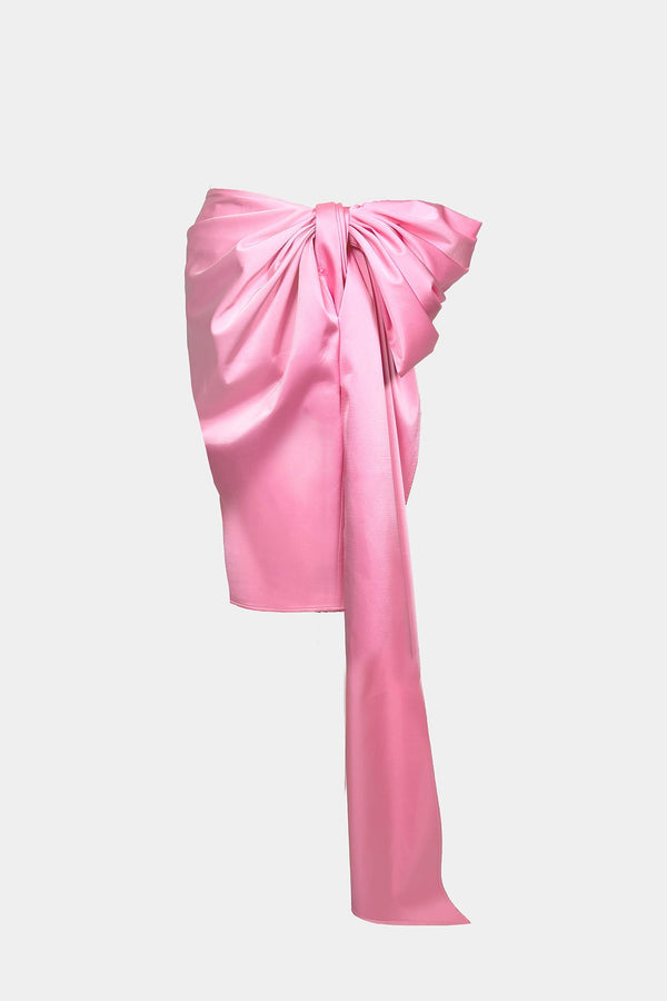 HAND-CRAFTED BOW SKIRT IN SATIN