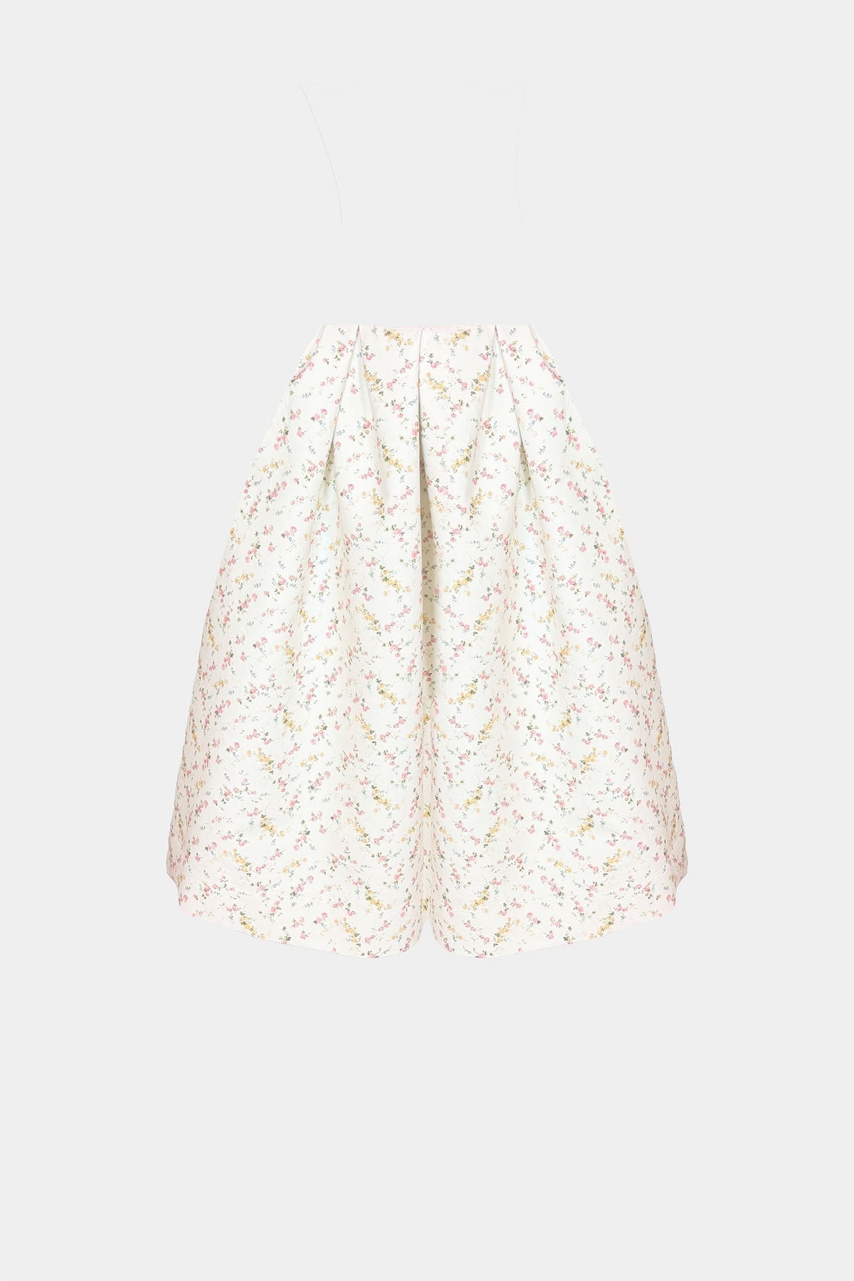 HAND-PLEATED MIDI SKIRT IN PRINTED-COTTON