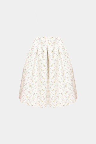 HAND-PLEATED MIDI SKIRT IN PRINTED-COTTON