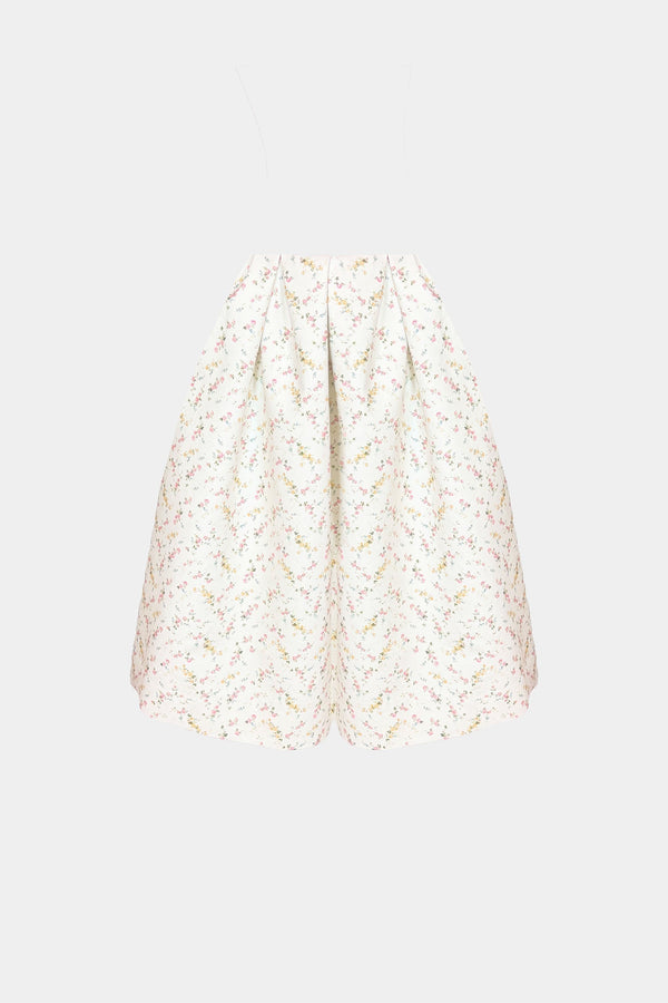 HAND-PLEATED MIDI SKIRT IN PRINTED-COTTON