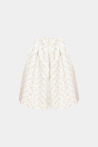 HAND-PLEATED MIDI SKIRT IN PRINTED-COTTON