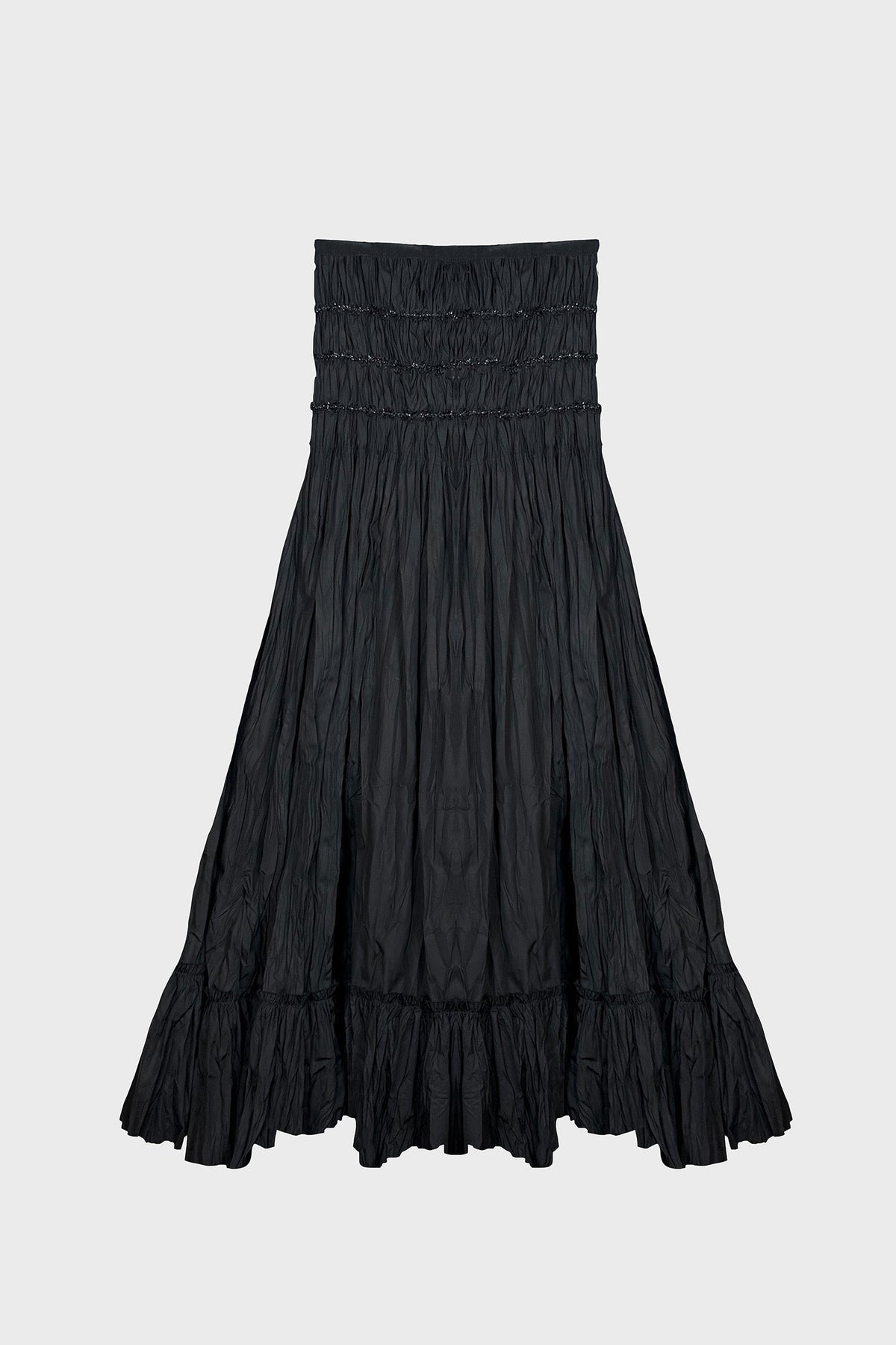 TAILORED MAXI SKIRT IN HAND-CRUSHED COTTON