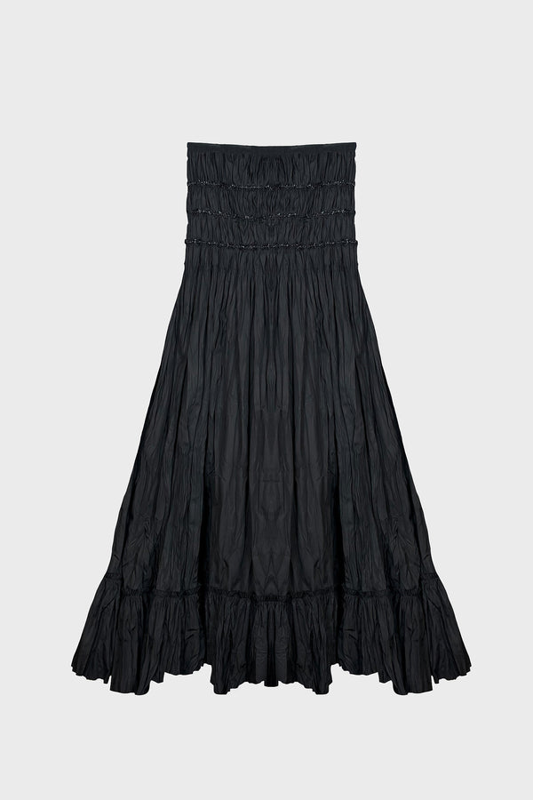 TAILORED MAXI SKIRT IN HAND-CRUSHED COTTON