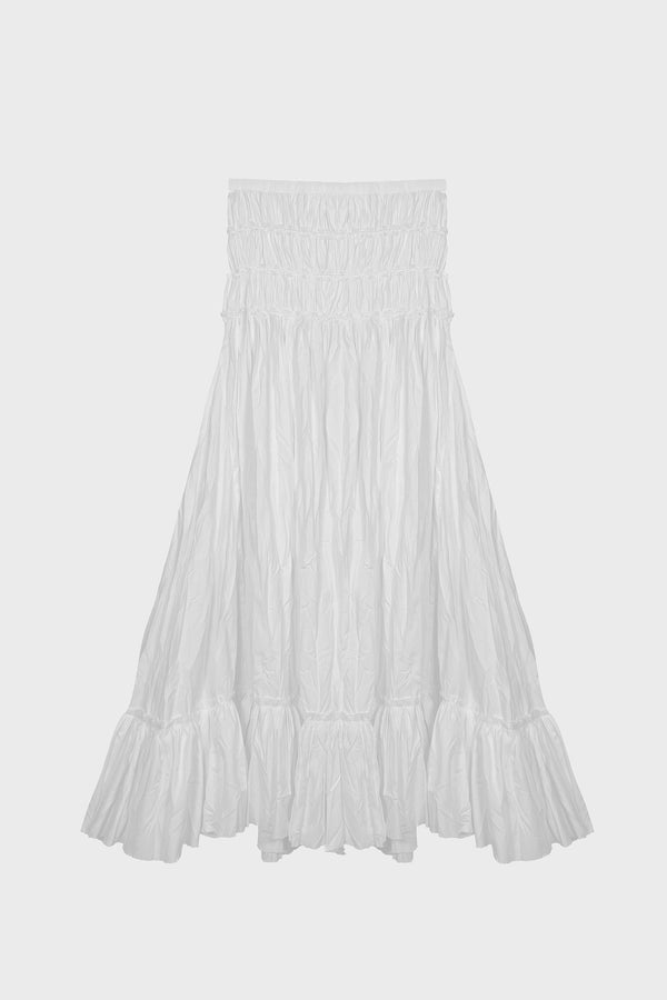 TAILORED MAXI SKIRT IN HAND-CRUSHED COTTON