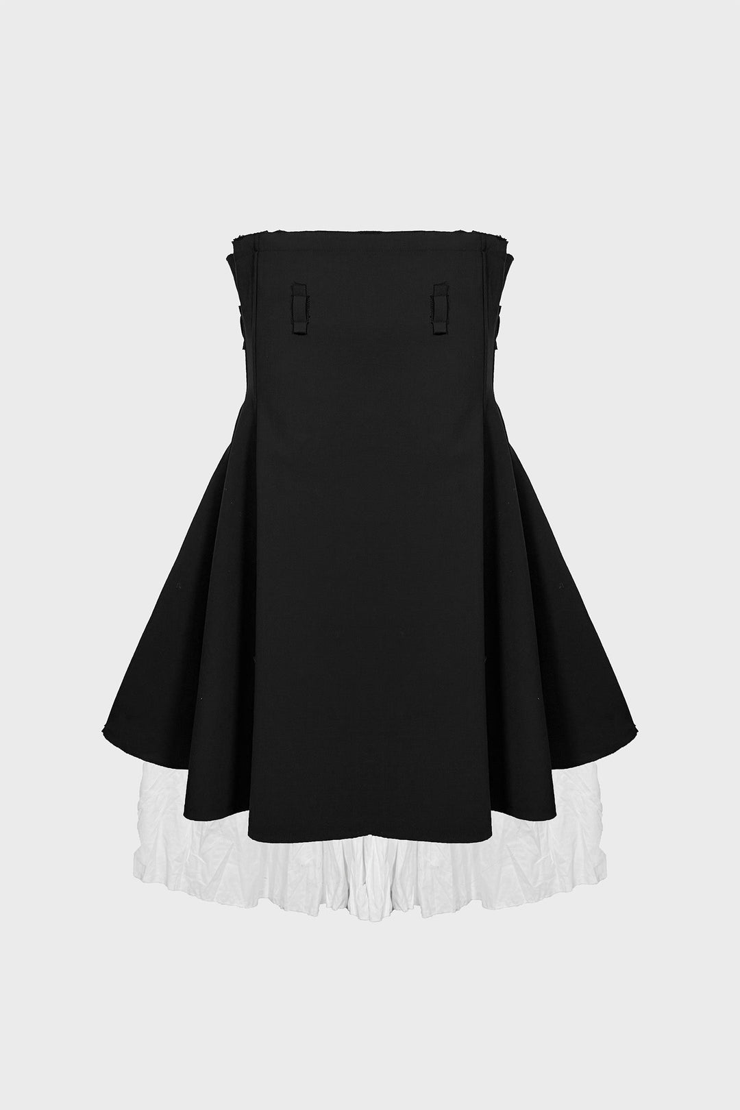 TAILORED PANELED SKIRT IN WOOL AND COTTON-POPLIN