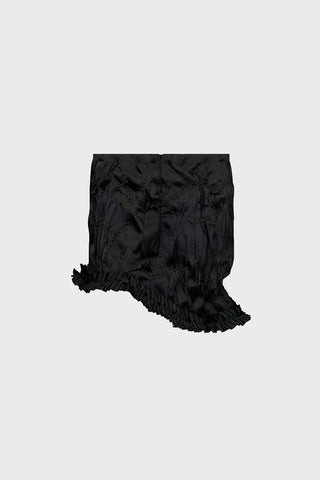 HAND-EMBELLISHED MINI SKIRT IN HAND-CRUSHED SATIN