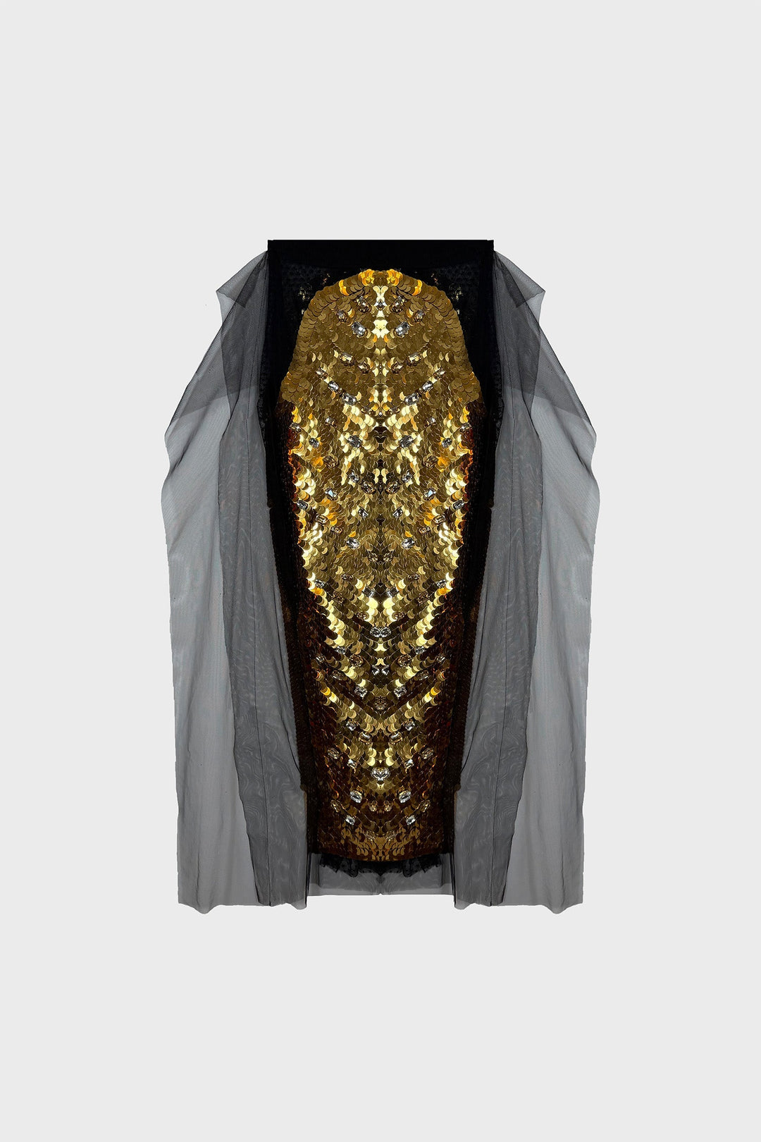 HAND-EMBROIDERED MIDI SKIRT IN MESH