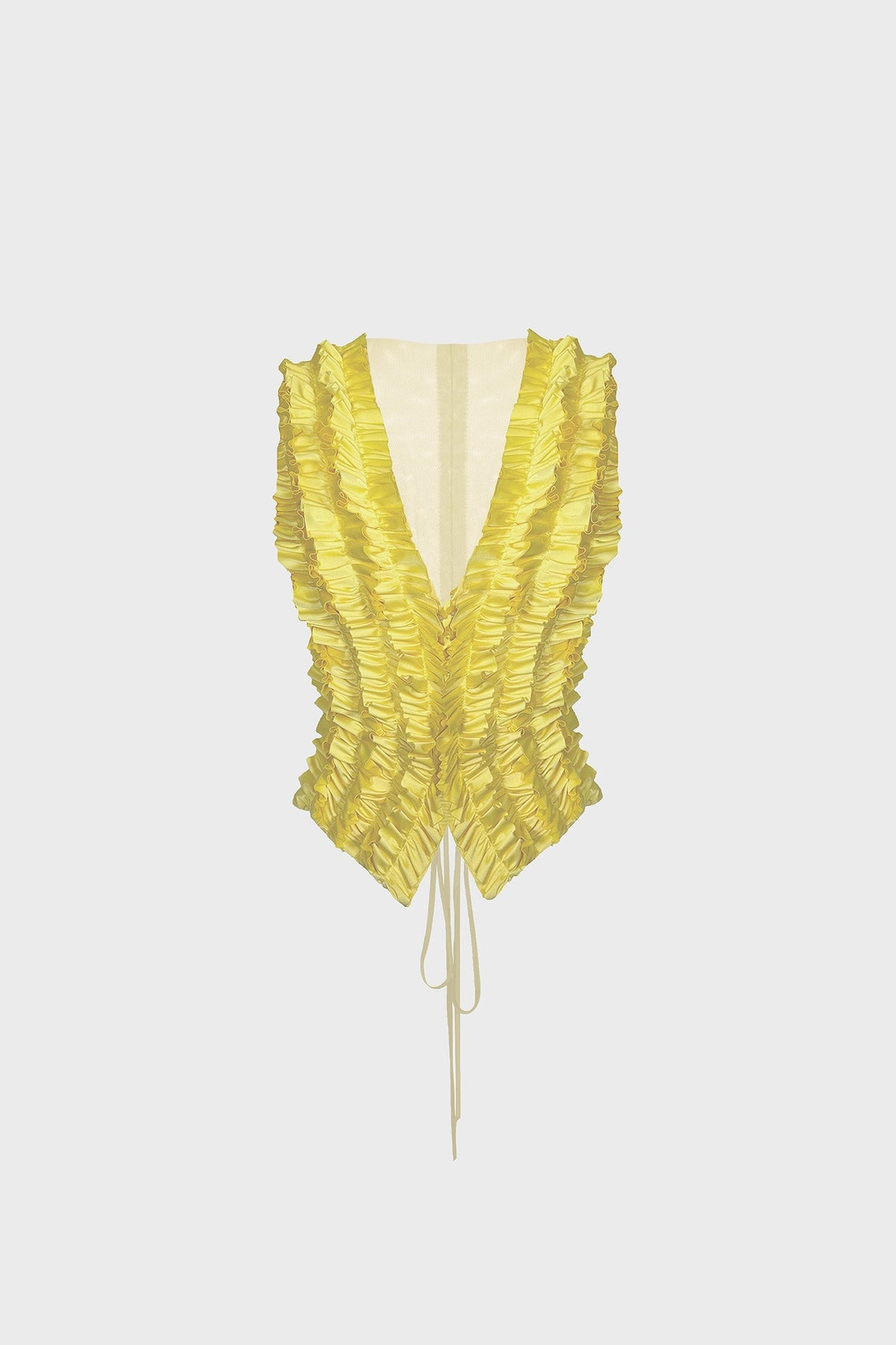 TAILORED LACE-UP VEST IN SATIN AND MESH
