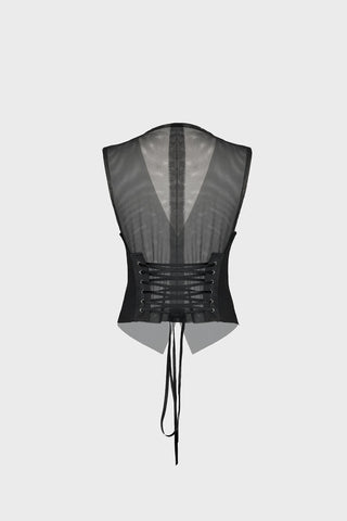 TAILORED LACE-UP VEST IN WOOL
