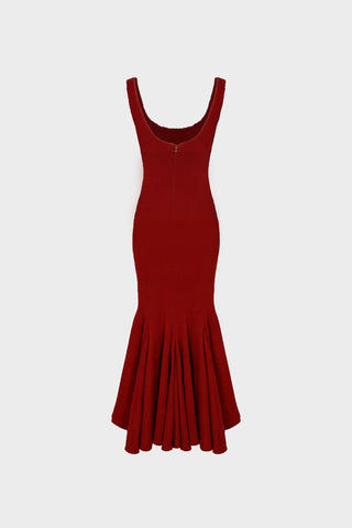 GODET MIDI DRESS IN CREPE-JERSEY