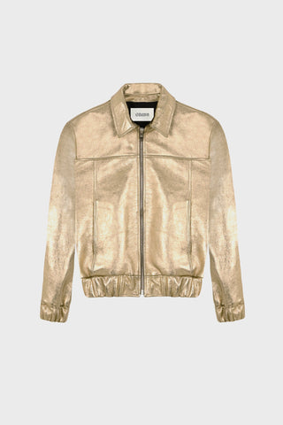 GOLD LEATHER BOMBER JACKET GENERATION78