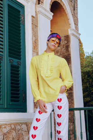 HEART EMBROIDERED STRAIGHT-LEG PANTS GENERATION78