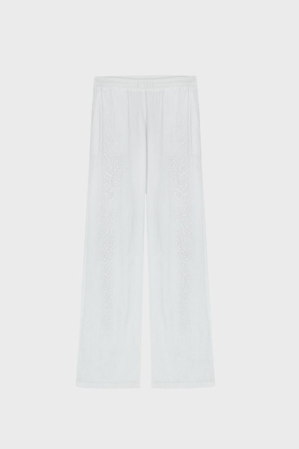 IVY EMBROIDERED WIDE-LEG PANTS