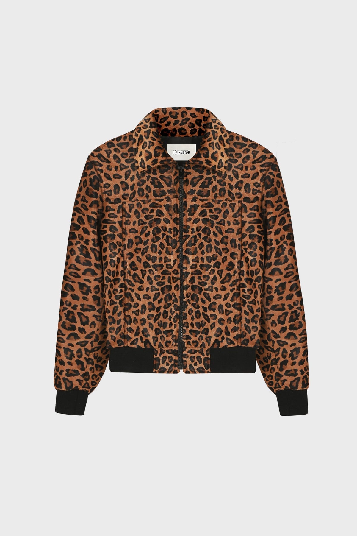 LEOPARD-PRINT BOMBER JACKET IN CALFSKIN