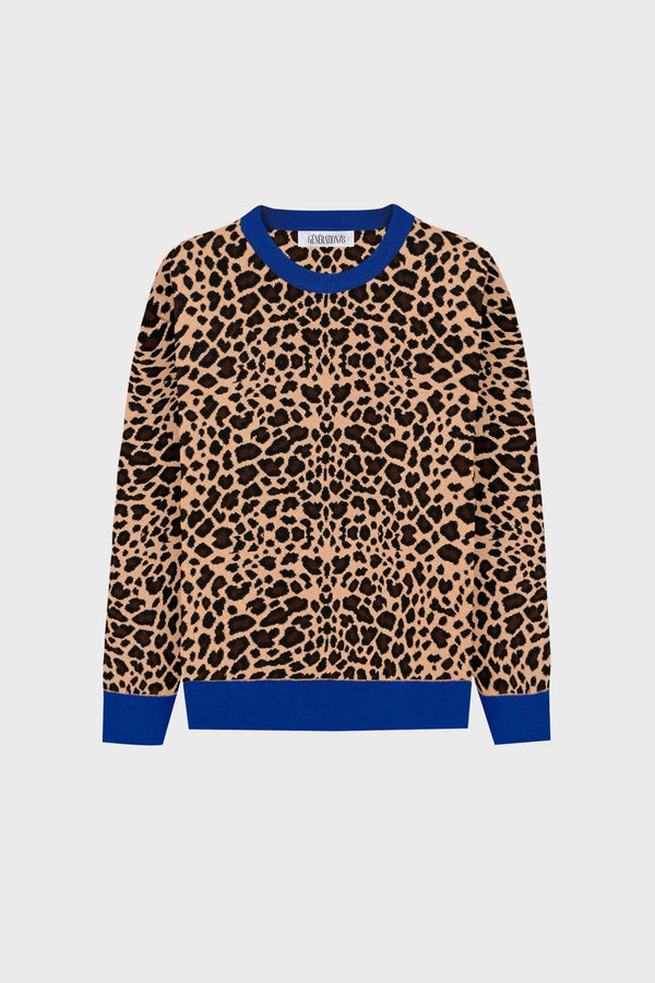 OVERSIZED CASHMERE-BLEND LEOPARD SWEATER