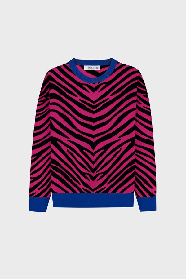 OVERSIZED CASHMERE-BLEND ZEBRA SWEATER