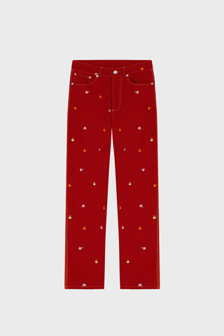 PALM EMBROIDERED STRAIGHT-LEG PANTS GENERATION78